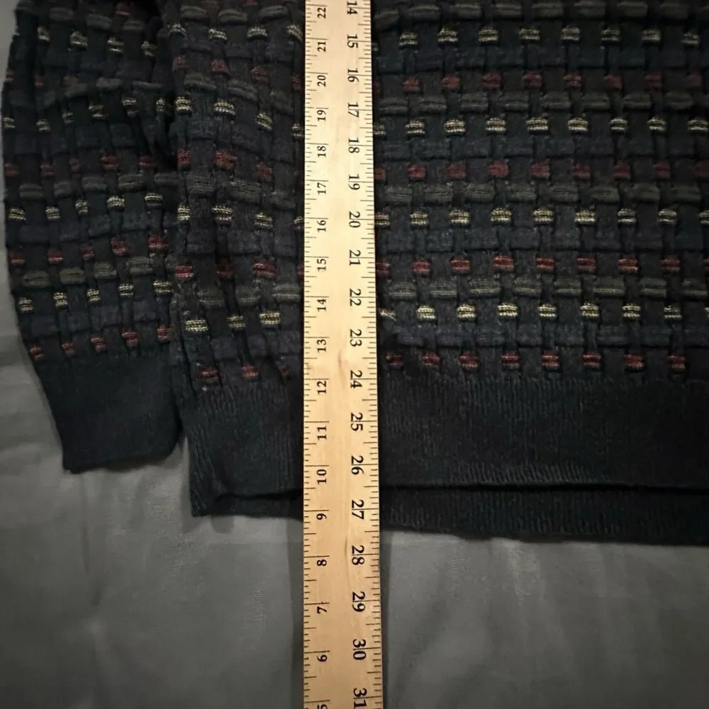 Vintage 90s Saks Fifth Ave Sweater Knit Geometric Texture Grandpa Mens L Navy